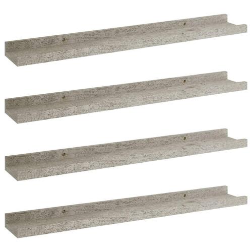 Væghylder 4 stk. 60x9x3 cm betongrå