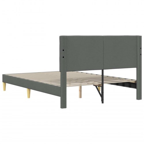 Sengestel med hovedgærde - mørkegrå stof 160 x 200 cm