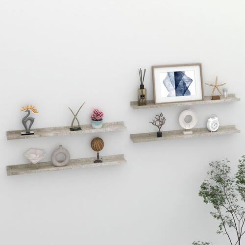 Væghylder 4 stk. 80x9x3 cm betongrå
