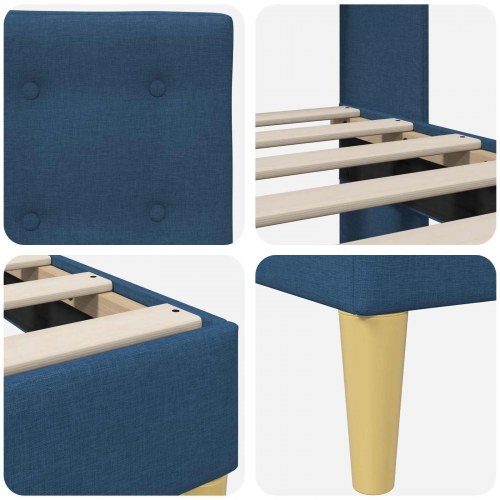 Sengestel med hovedgærde - blå stof, 140 x 200 cm