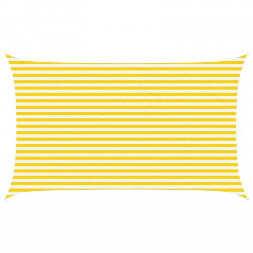 Solsejl - gul/hvid stribet 5 × 3 m i polyester oxford