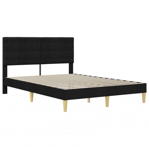 Sengestel med hovedgærde i stof - sort 140 × 200 cm
