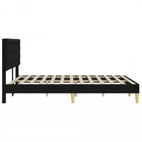 Sengestel med hovedgærde i stof - sort 140 × 200 cm