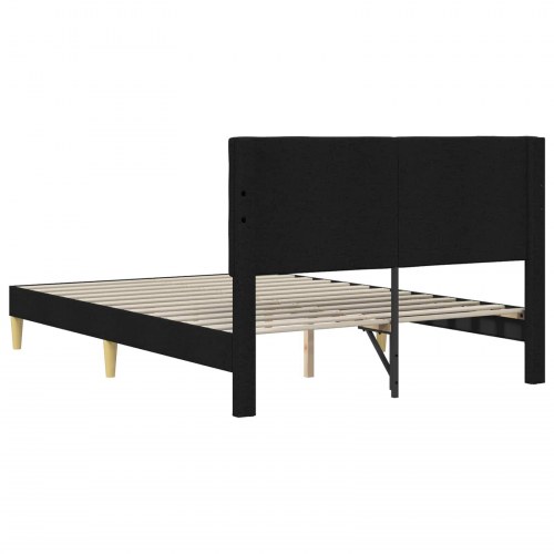 Sengestel med hovedgærde i stof - sort 140 × 200 cm