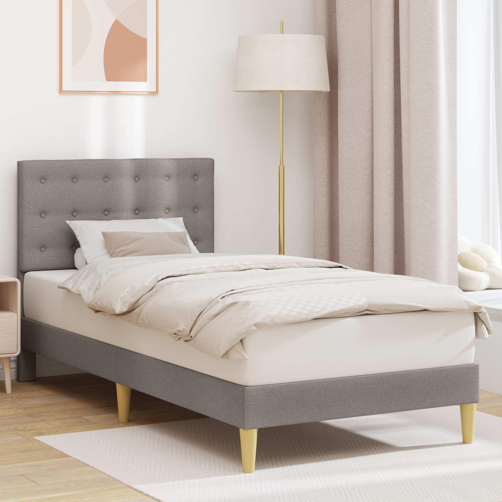 Sengestel med hovedgærde Gråbrun 100 x 200 cm Stof billede