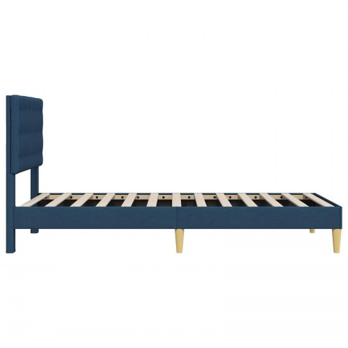 Sengestel med hovedgærde - blå stof 90 x 200 cm