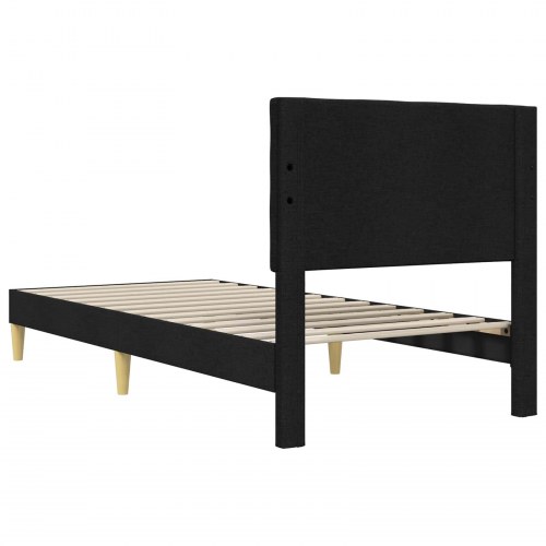 Sengestel med hovedgærde - sort stof 90 x 200 cm