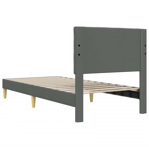 Sengestel med hovedgærde - mørkegrå stof 90 x 200 cm