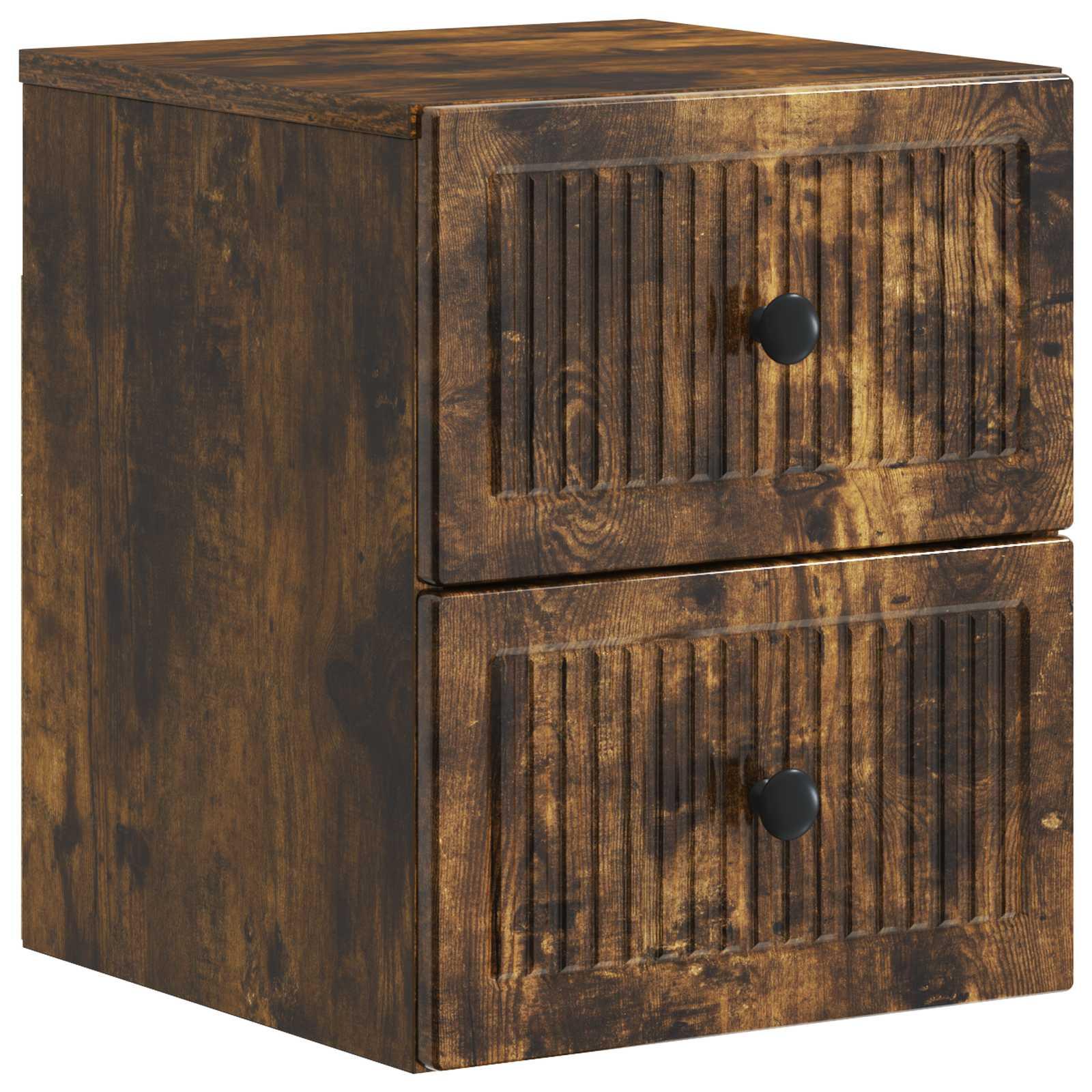 Væghængt Natbord Røget eg 33 x 34,5 x 40 cm Konstrueret træ billede