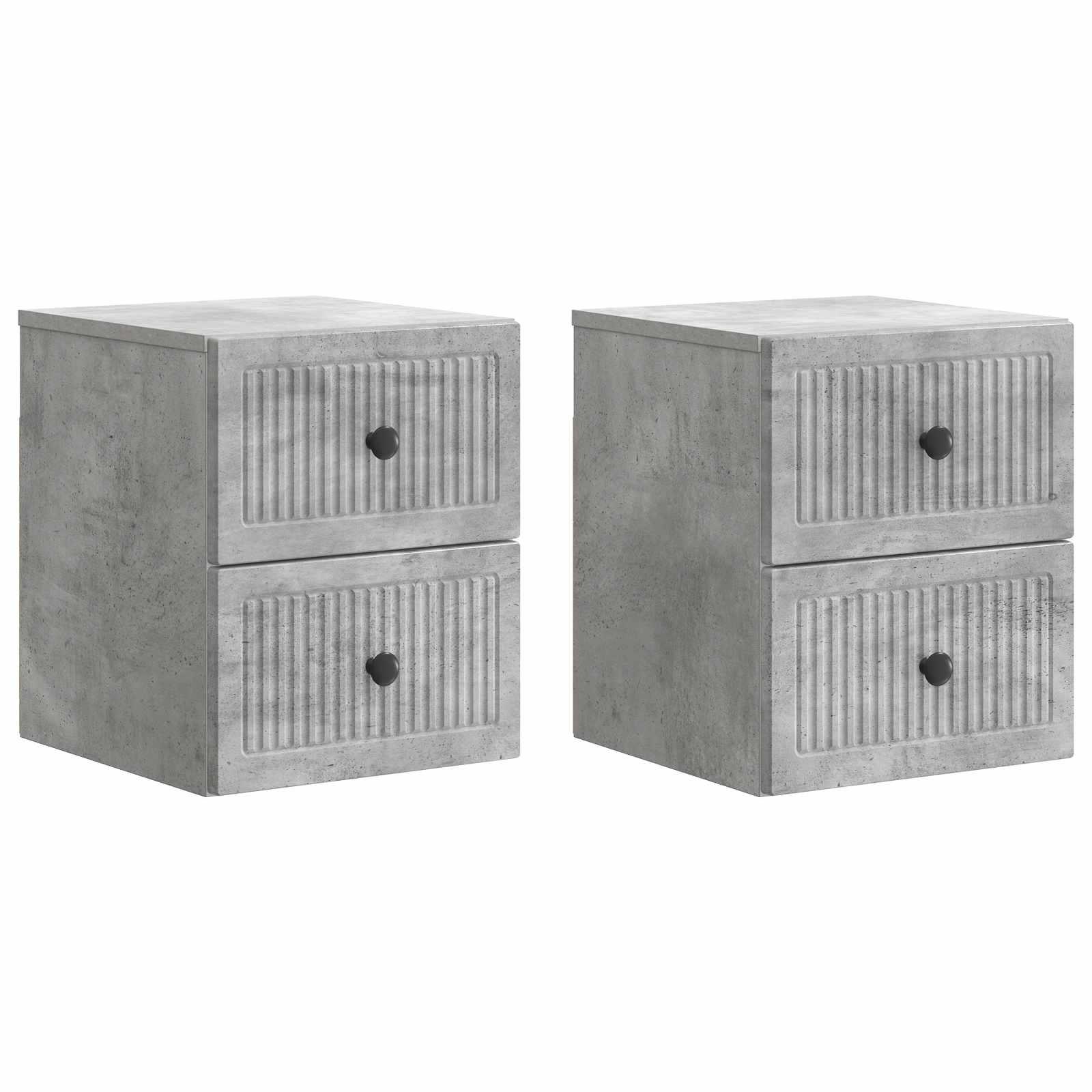 Væghængt Natbord med skuffe 2 stk Betongrå 33 x 34,5 x 40 cm billede