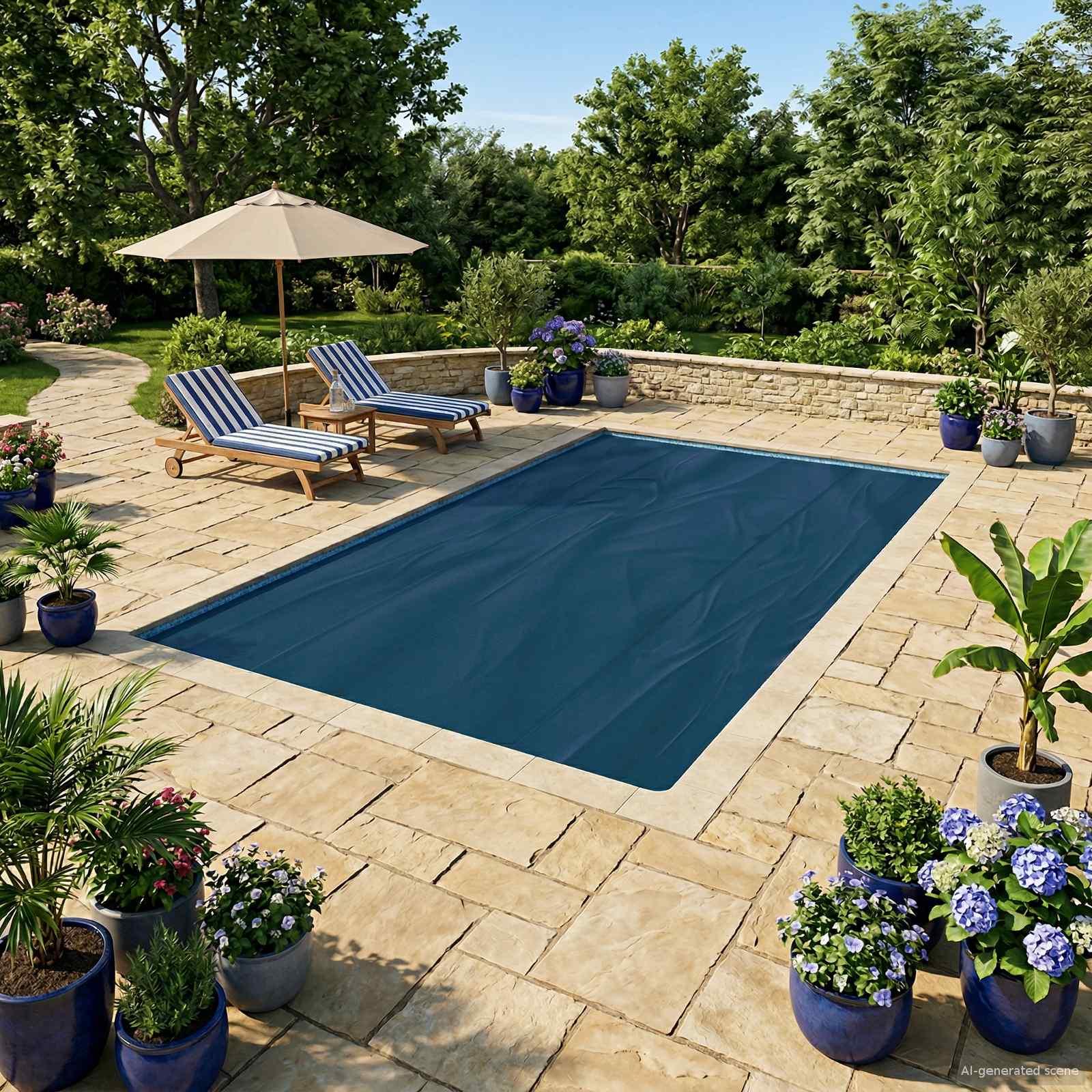 Pool Cover Heavy Quality Sort og Blå 450 x 220 cm PE billede