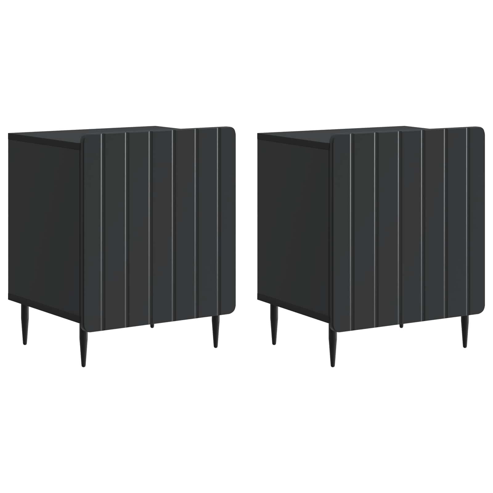 Natskab 2 stk Sort 43 x 34,5 x 52 cm Konstrueret træ billede