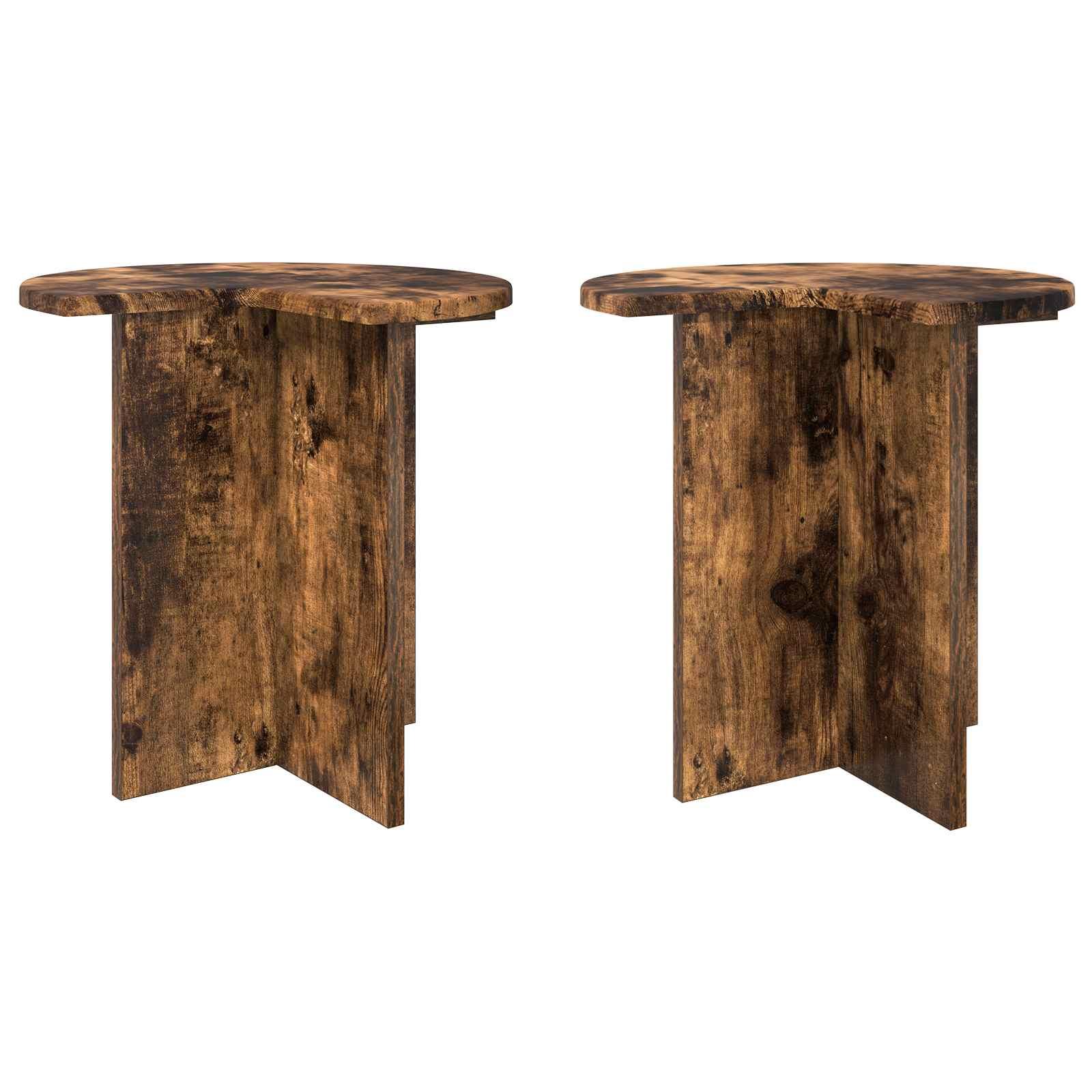 Sidebord 2 stk Røget eg Ø 39 x 38 cm Konstrueret træ billede
