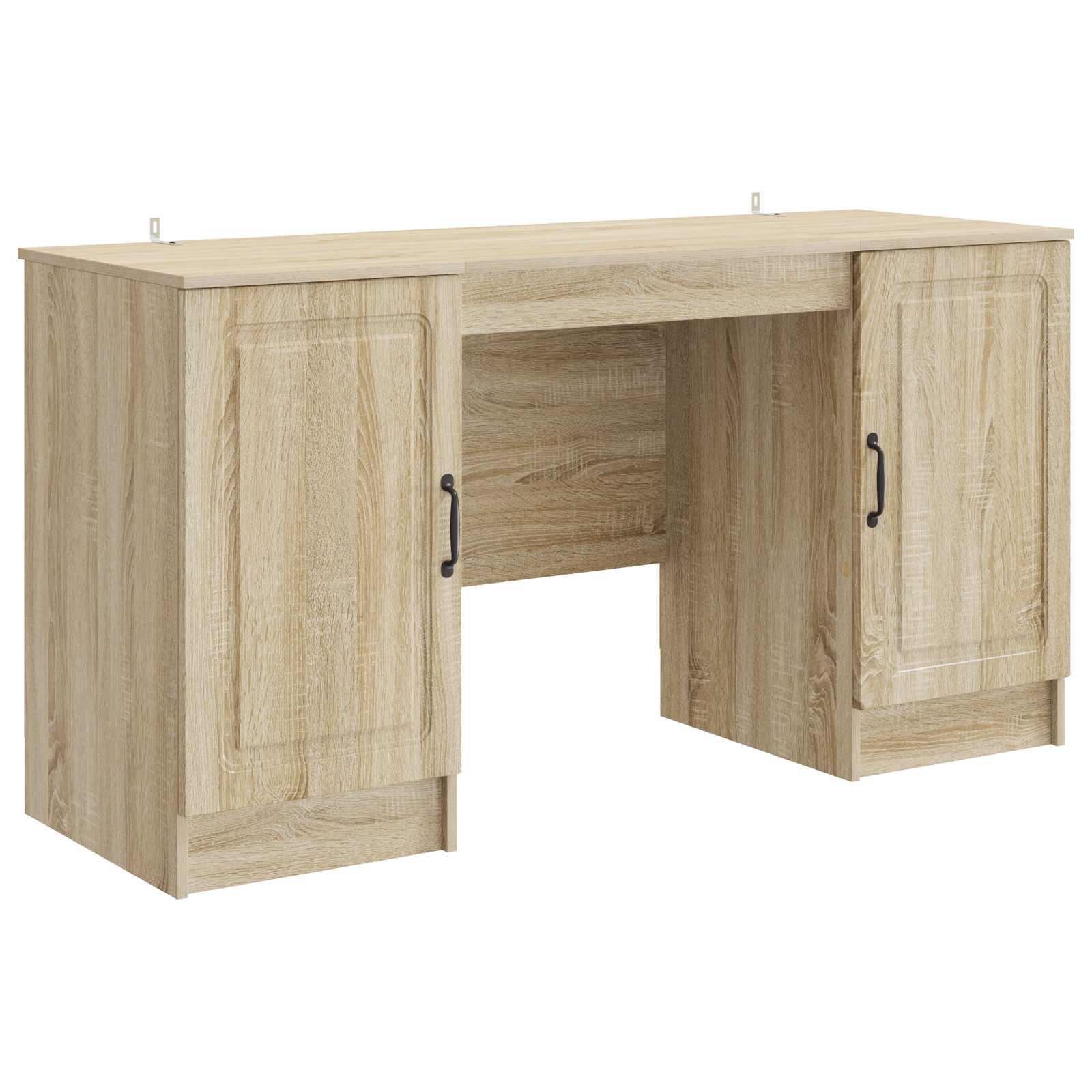 Skrivebord med hylder - Sonoma-eg, 142,5 × 50 × 75 cm, konstrueret træ billede