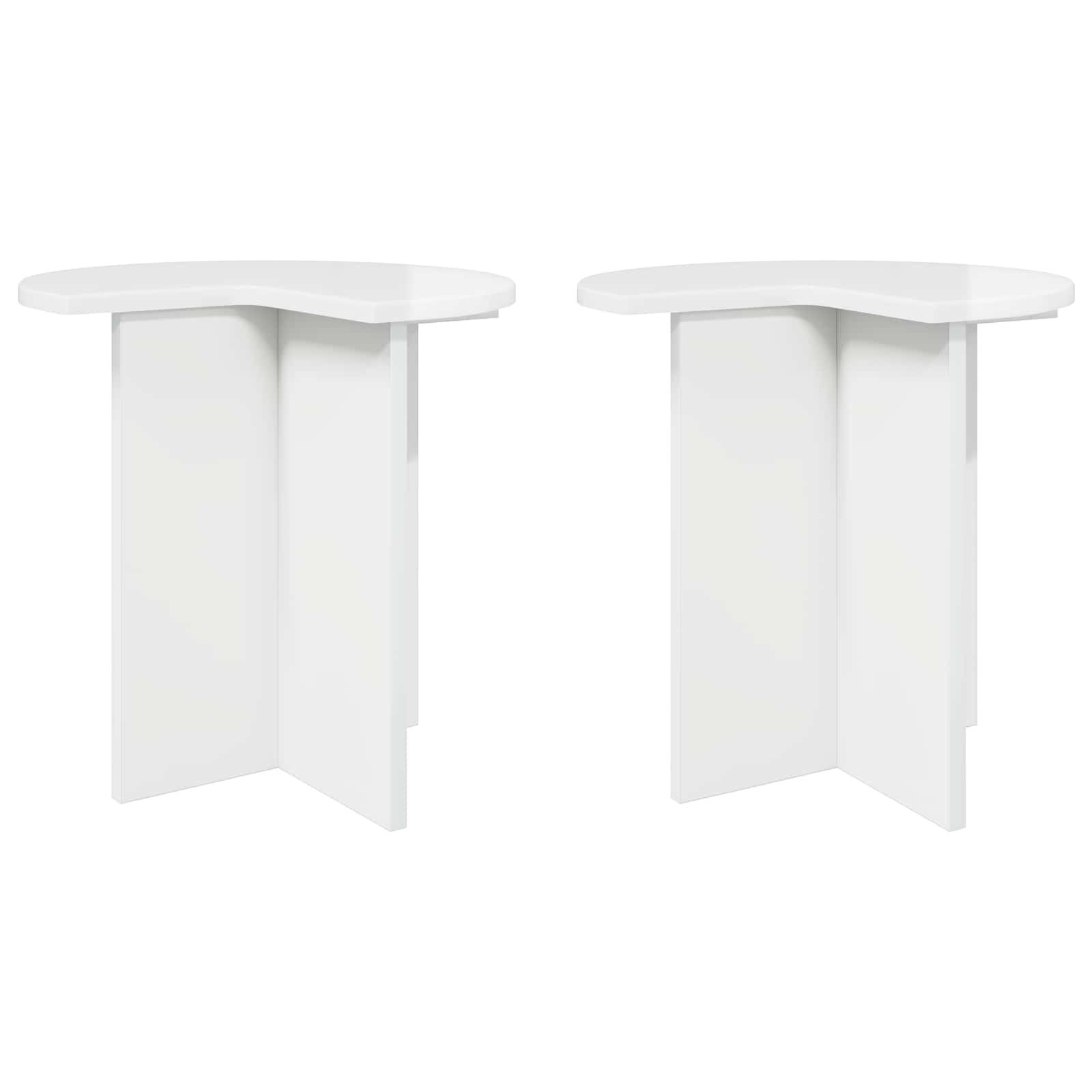 Sidebord 2 stk Hvid højglans Ø 39 x 38 cm Konstrueret træ billede