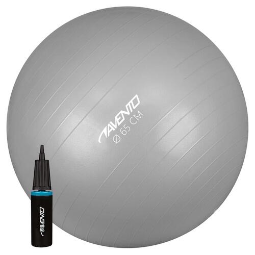 Avento træningsbold + pumpe diam. 65 cm sølvfarvet