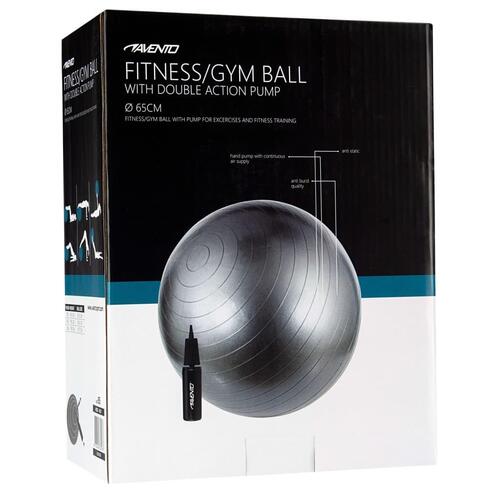 Avento træningsbold + pumpe diam. 65 cm sølvfarvet