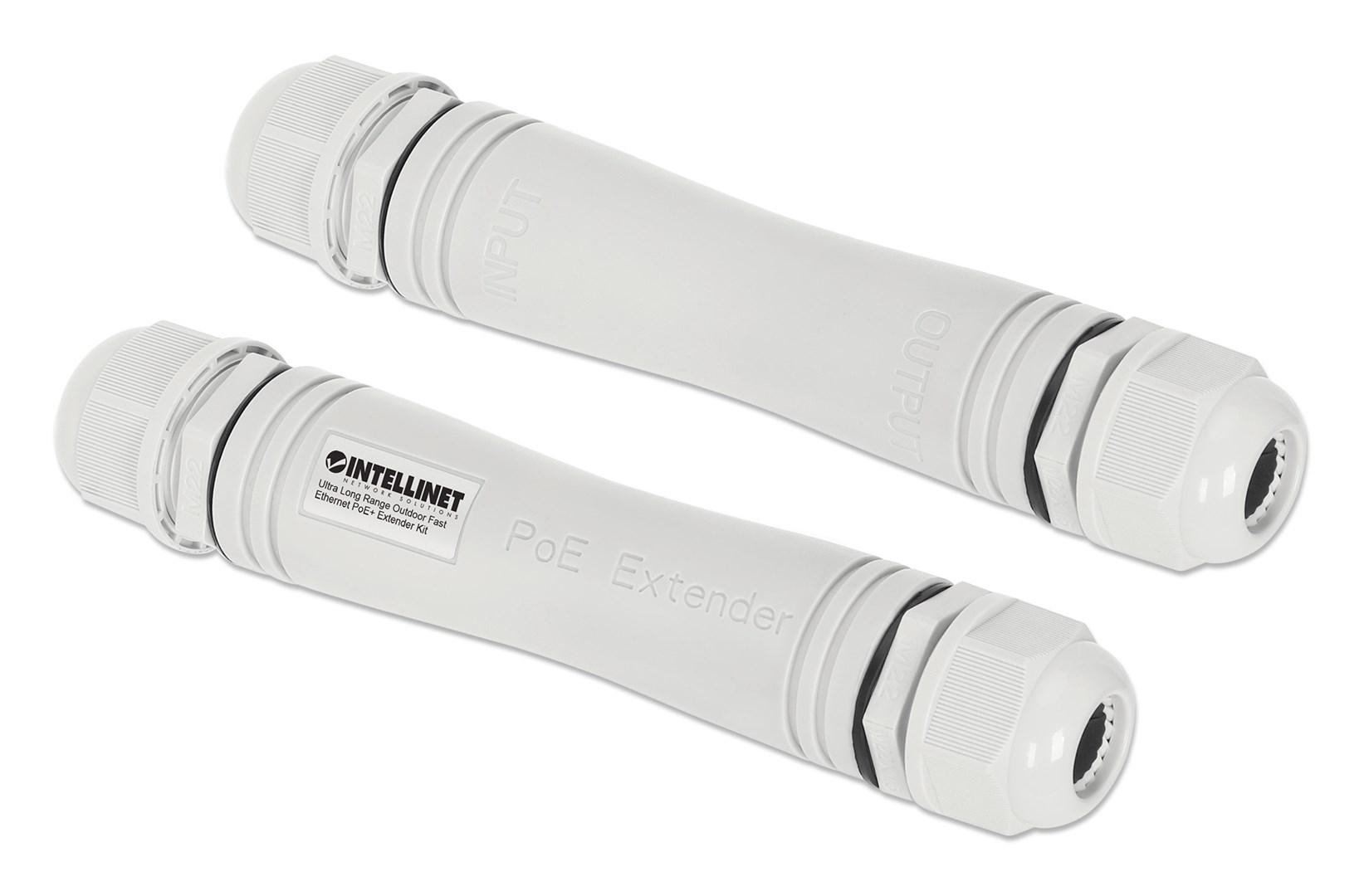 Intellinet PoE+ forlængerkit til udendørs - op til 1.000 m, 95 W PD, IEEE 802.3bt, IP67, sæt med 2 moduler - grå billede