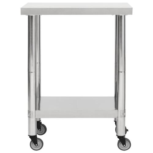 Arbejdsbord med hjul til køkken 80x30x85 cm rustfrit stål
