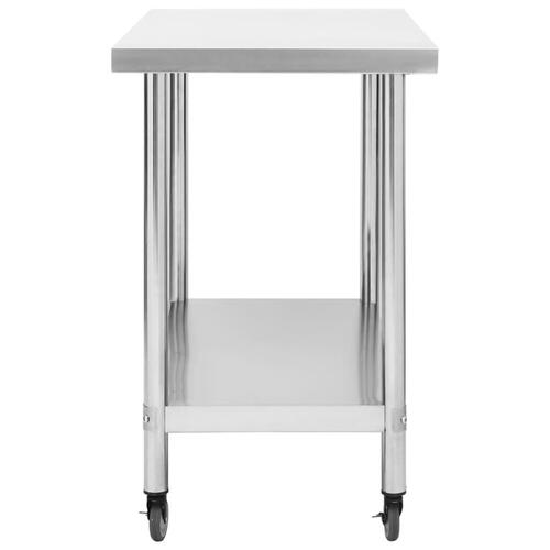 Arbejdsbord med hjul til køkken 100x45x85 cm rustfrit stål