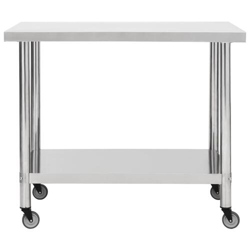Arbejdsbord til køkken med hjul 100x60x85 cm rustfrit stål