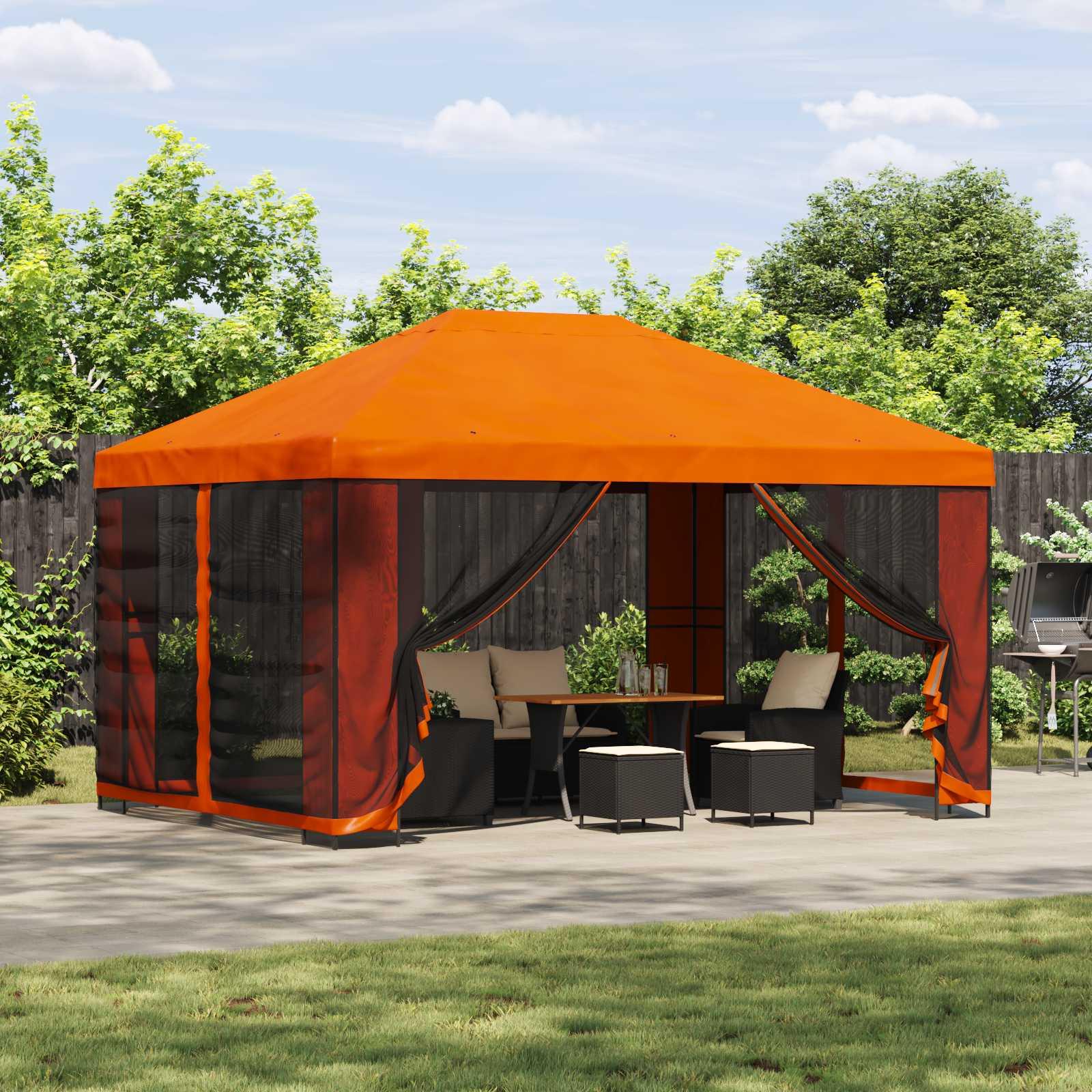 Pavillon 4 × 3 m Orange Polyester og Stål 190 billede