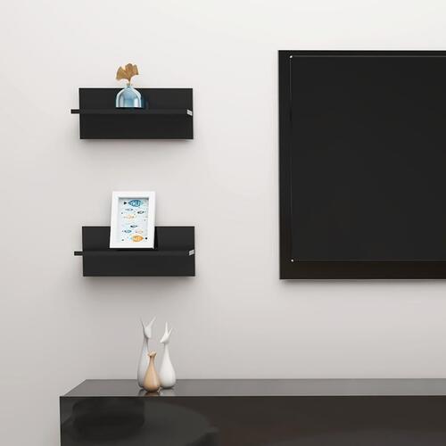 Væghylder 2 stk. 40x11,5x18 cm sort højglans