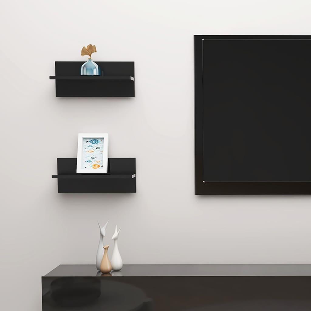 Væghylder 2 stk. 40x11,5x18 cm sort højglans
