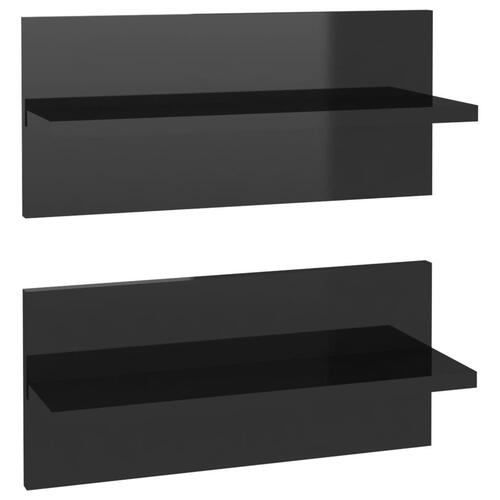 Væghylder 2 stk. 40x11,5x18 cm sort højglans