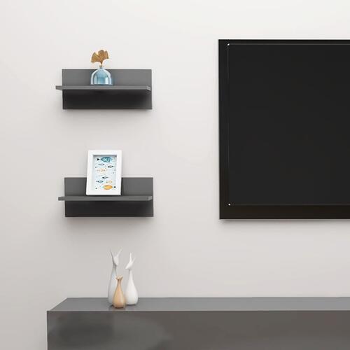 Væghylder 2 stk. 40x11,5x18 cm grå højglans
