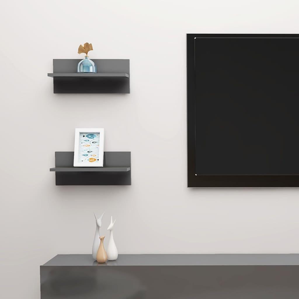 Væghylder 2 stk. 40x11,5x18 cm grå højglans