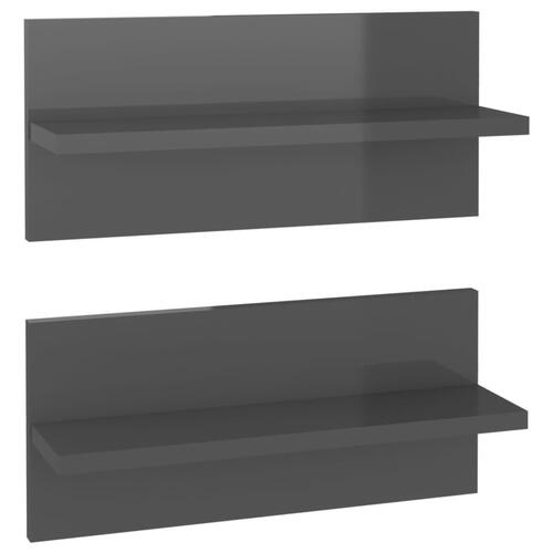 Væghylder 2 stk. 40x11,5x18 cm grå højglans
