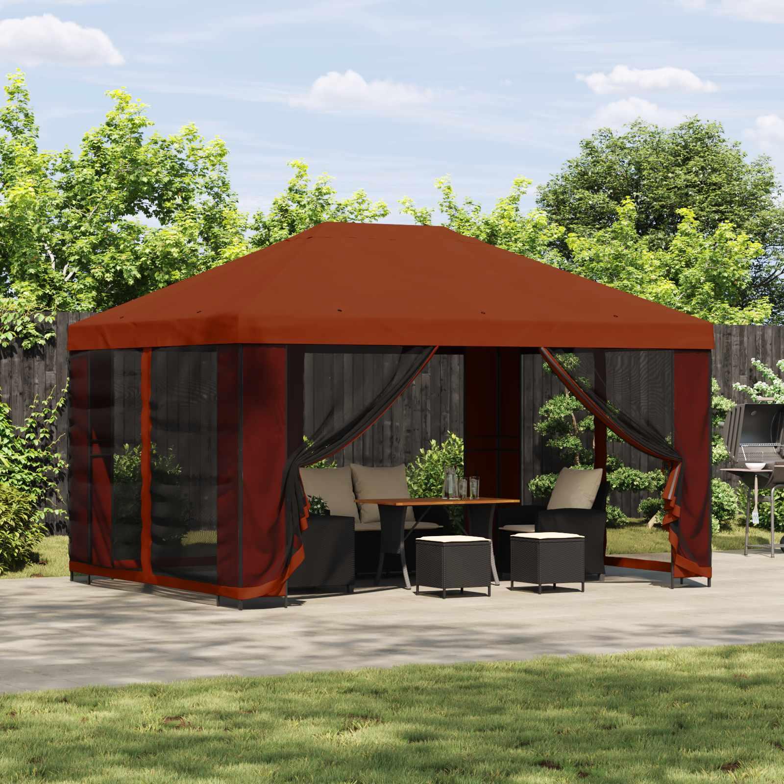 Pavillon 4 × 3 m Terrakotta Polyester og Stål 190 billede