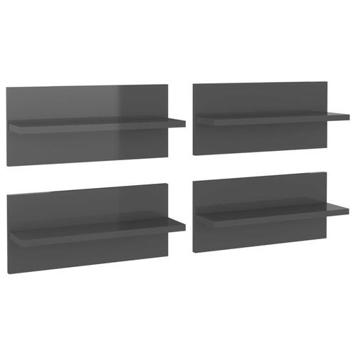 Væghylder 4 stk. 40x11,5x18 cm grå højglans