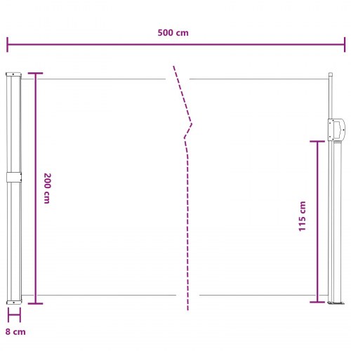 Udtrækkelig side-markise - sandfarvet 500 × 200 cm i polyester