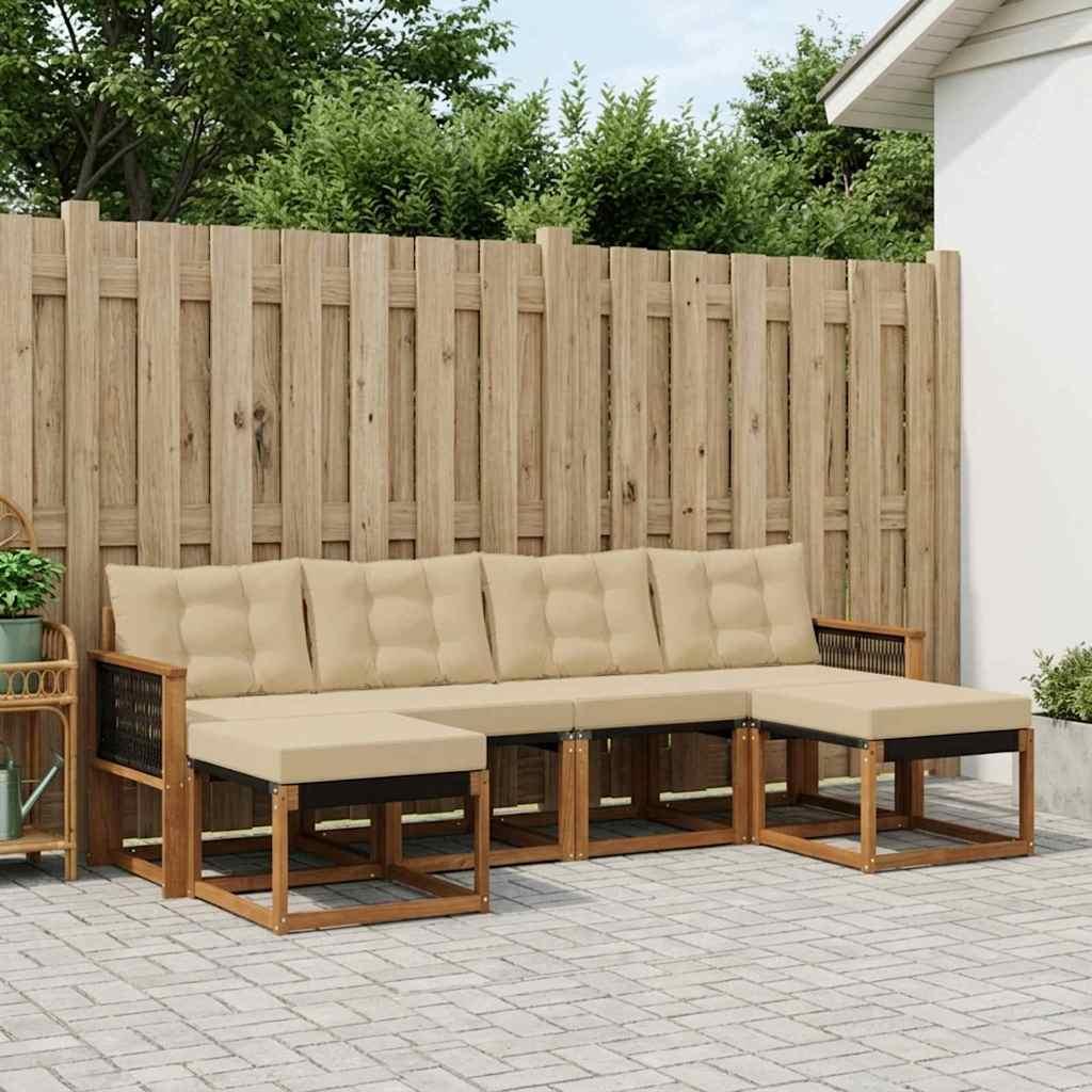 Udendørs sofagruppe med pude 6 stk Naturlig og Beige billede