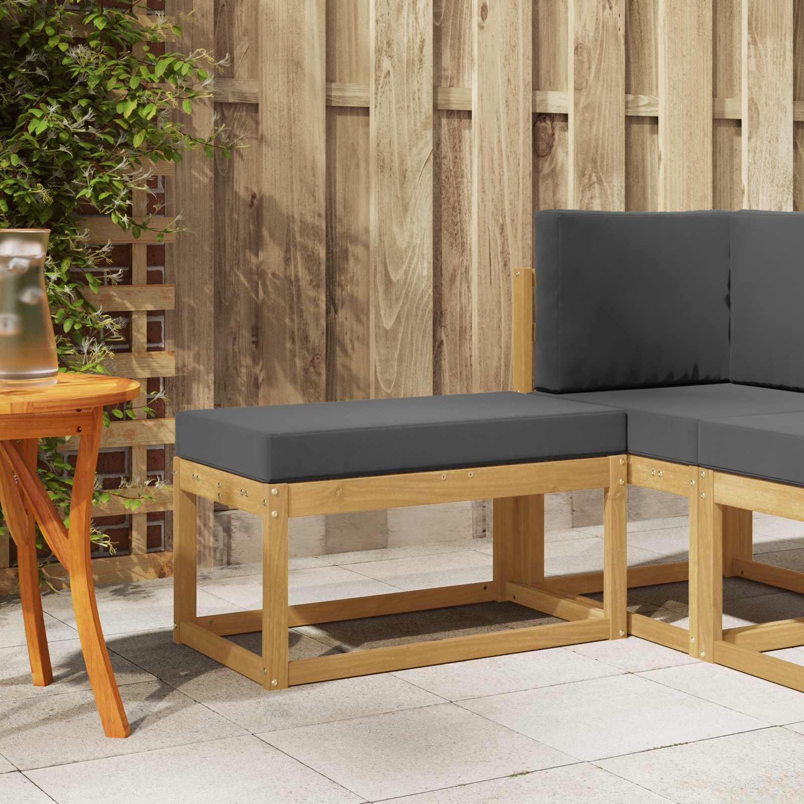 Udendørs Skammel Bænk Hvid 80 x 43 x 45 cm Massivt Akacietræ billede