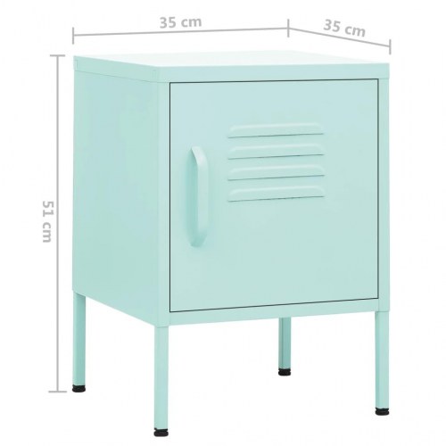 Natbord i stål 35×35×51 cm - mintgrøn med lås