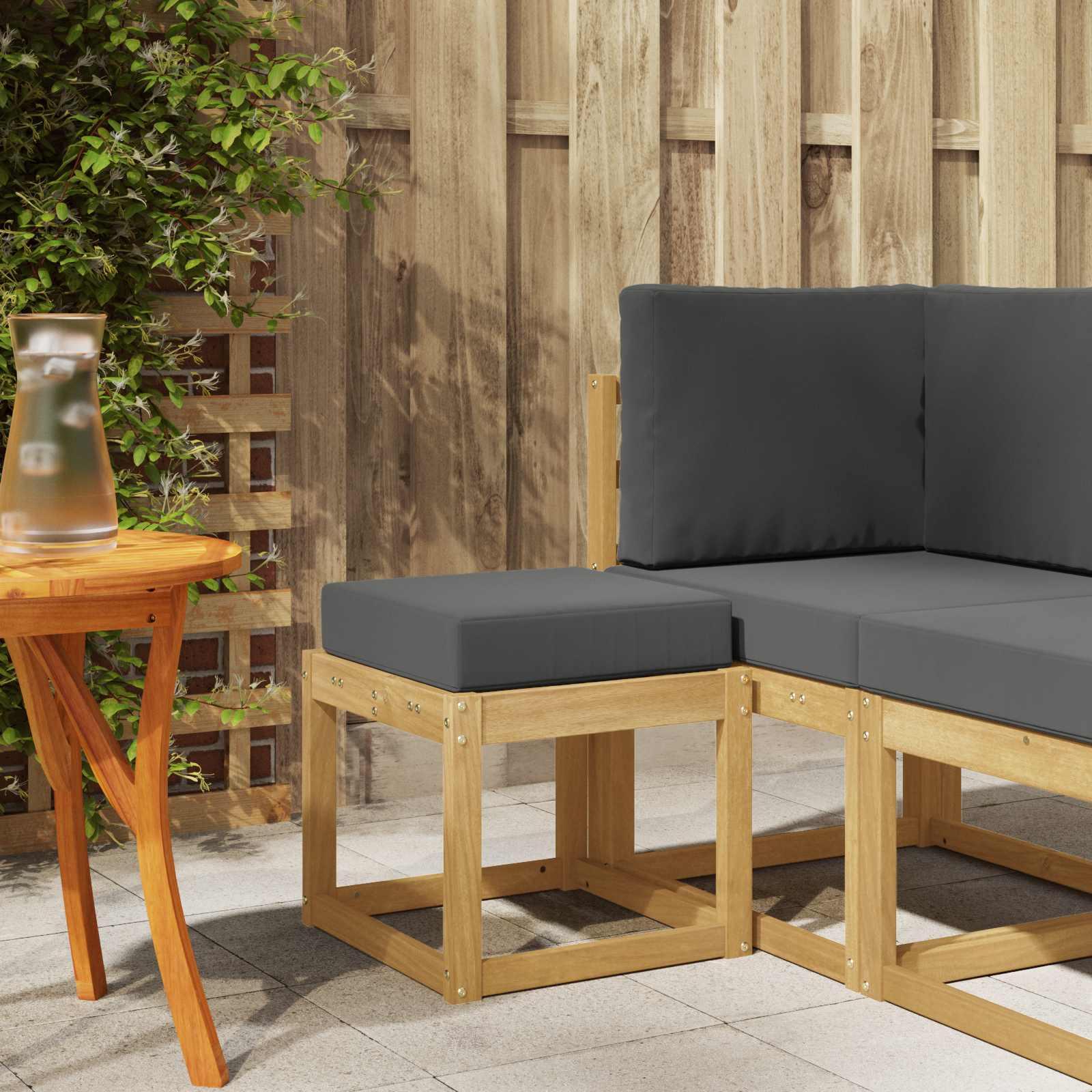 Udendørs Skammel Bænk Hvid 43 x 43 x 45 cm Massivt Akacietræ billede