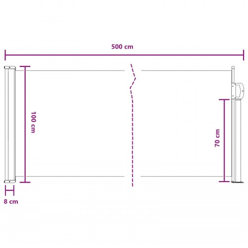 Udtrækkelig side-markise i sand - 500 × 100 cm, polyester