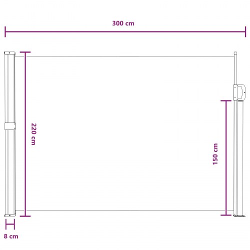 Udtrækkelig side-markise - grå 300 × 220 cm i polyester