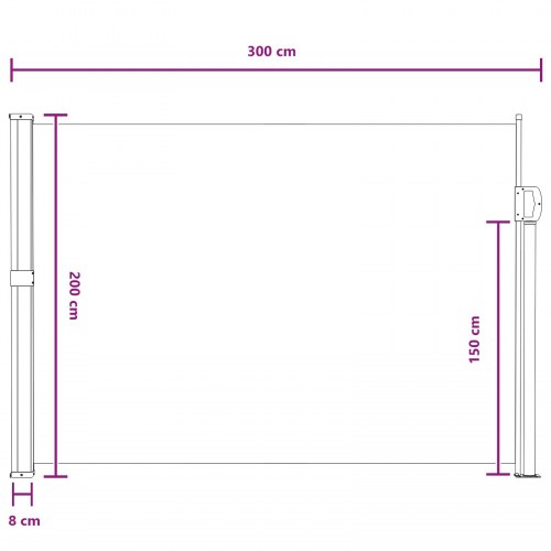 Udtrækkelig side-markise 300 × 200 cm - grå polyester