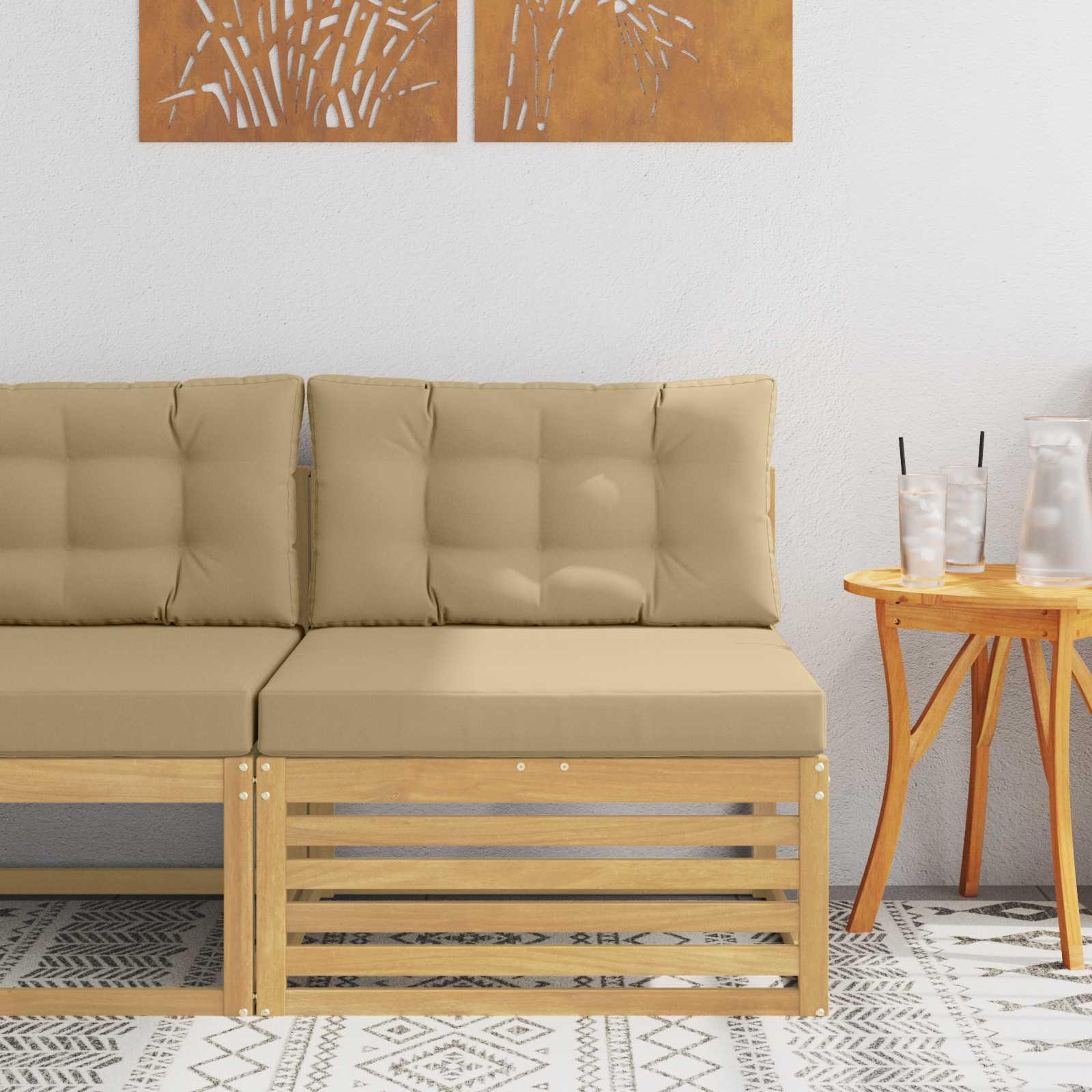 Udendørs Mellem Sofa Massivt Akacietræ Hvid billede