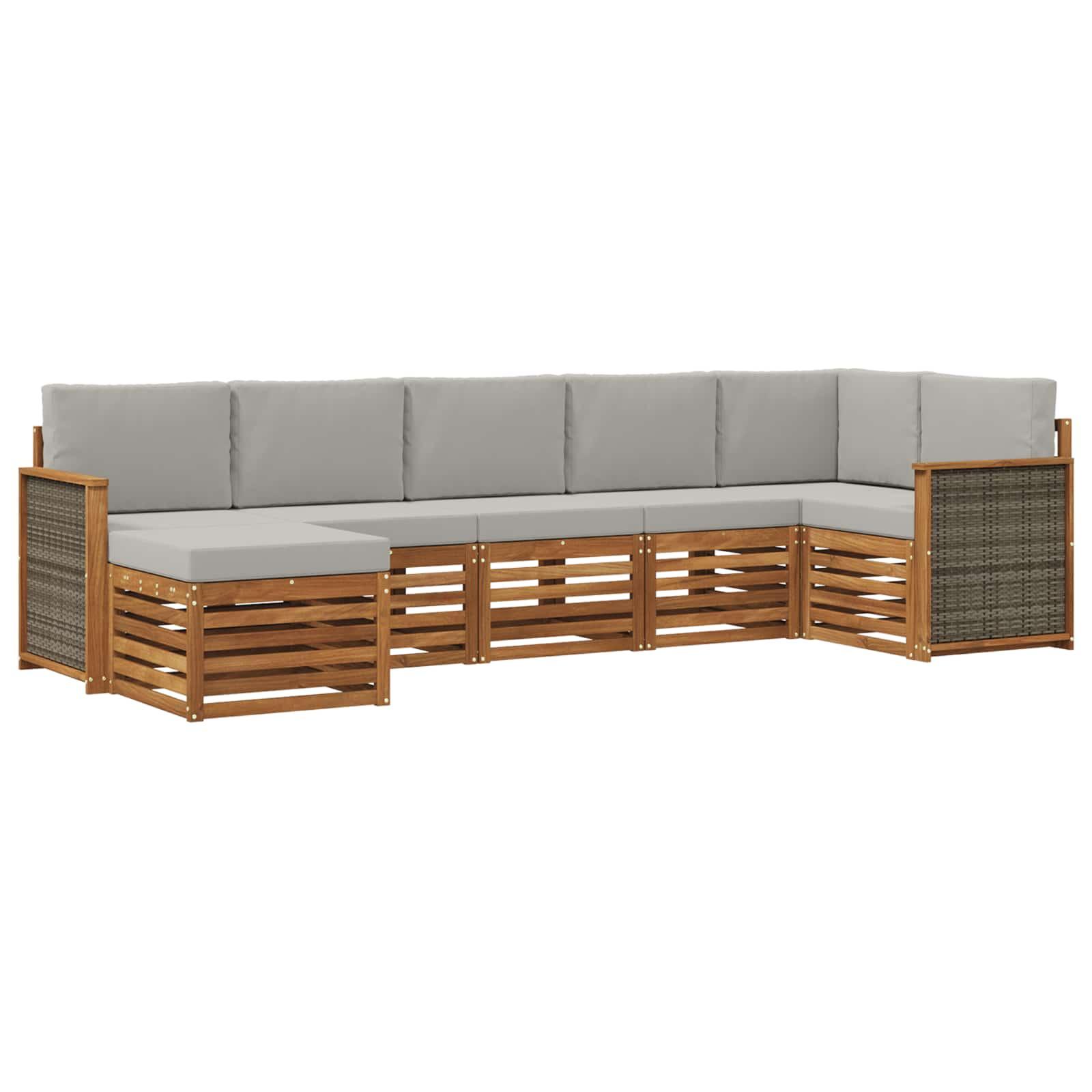 Sektionalsofa sæt med puder - 6 dele, natur/lysegrå billede