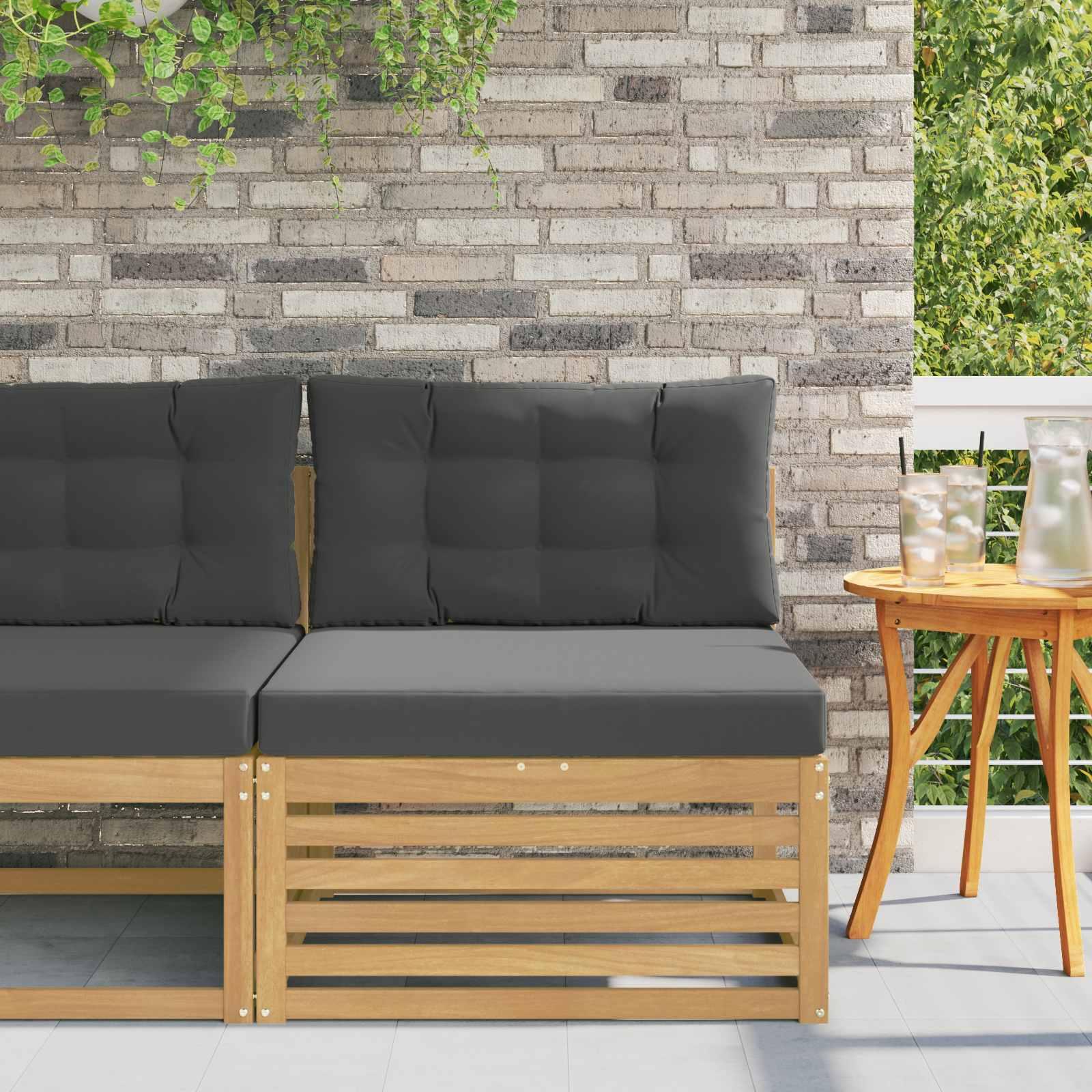 Udendørs Mellem Sofa Massivt Akacietræ Hvid billede