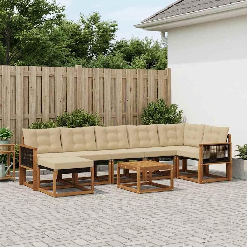 Udendørs sofagruppe med pude 8 stk Naturlig og Beige billede