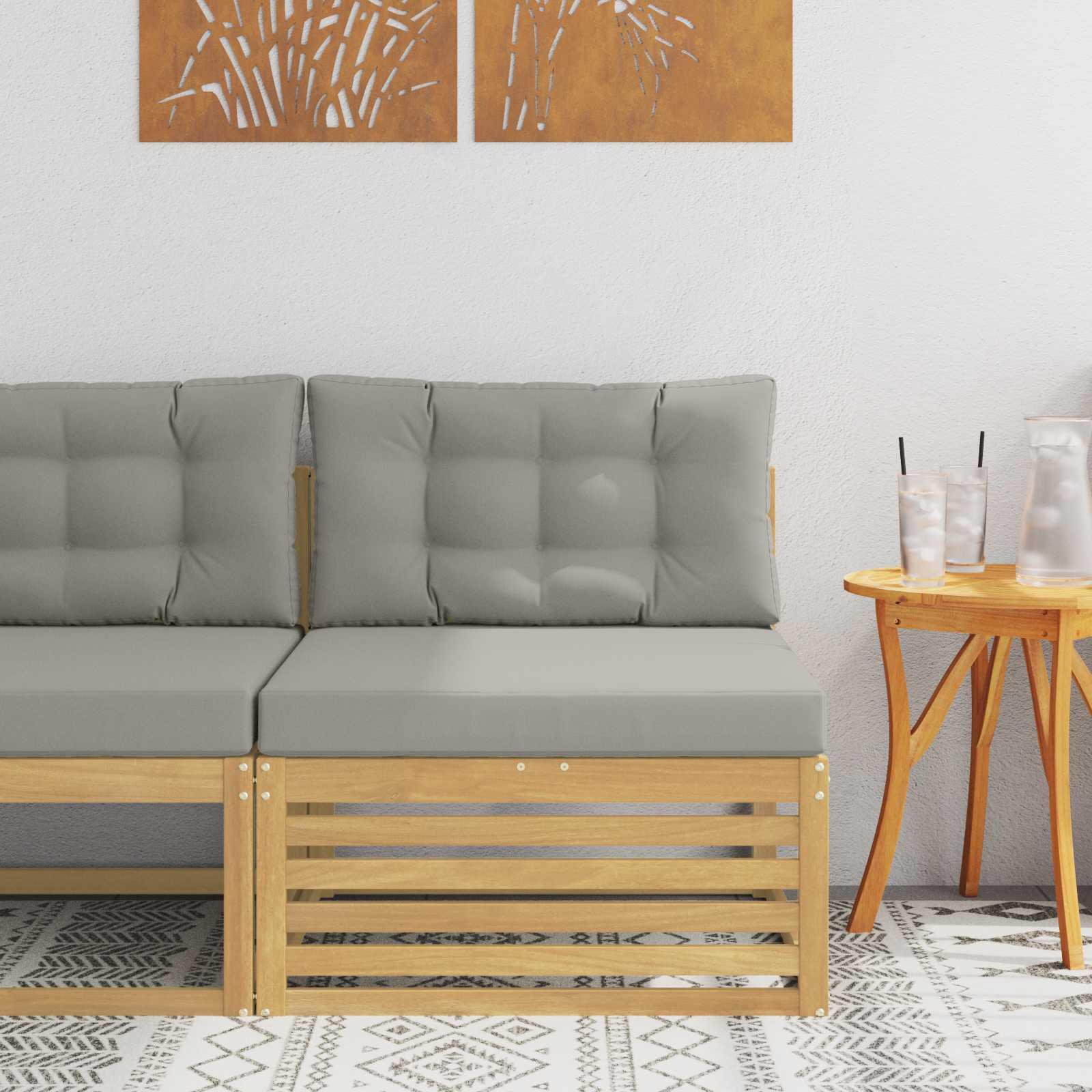 Udendørs Mellem Sofa Massivt Akacietræ Hvid billede