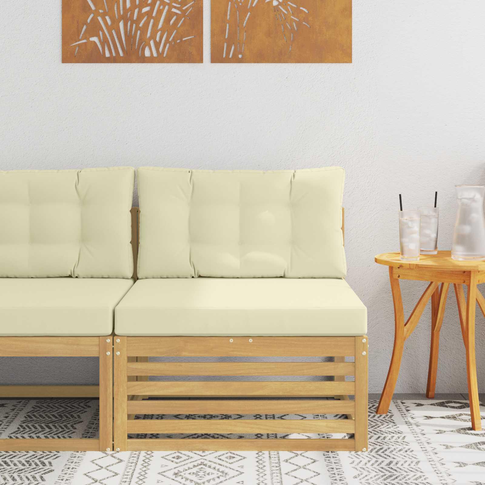 Udendørs Mellem Sofa Massivt Akacietræ Hvid 83 x 79 x 73 cm billede