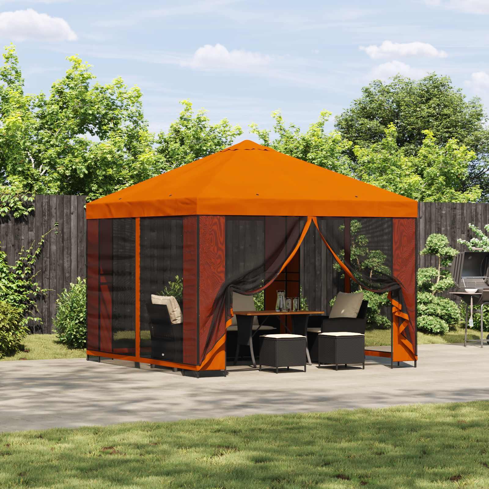 Pavillon 3 x 3 m Orange Polyester og Stål 190 billede