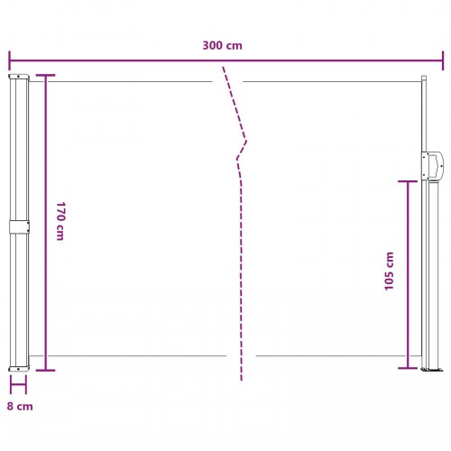 Udtrækkelig side-markise - brun 300 × 170 cm i polyester